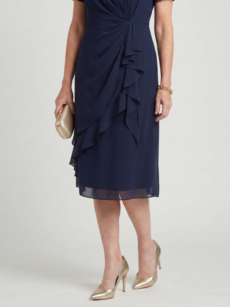 Simone™ | Round-Neck Chiffon Midi Dress