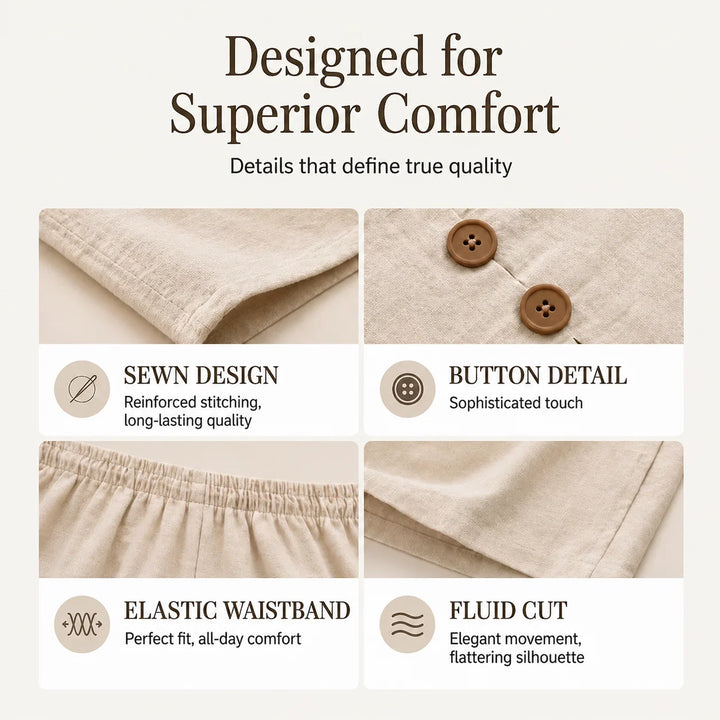 Iria™ | V-Neck Button Vest &amp; Wide-Leg Pants Set
