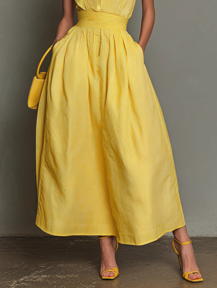 Cécile™ | Halter Shirt-Collar Maxi Dress