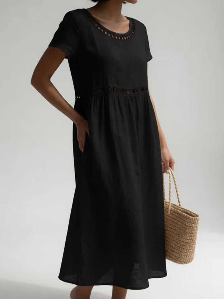 Estelle™ | Floral Lace-Hem A-Line Dress