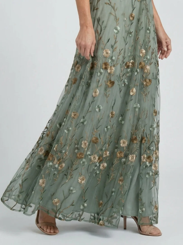 Selora™ | V-Neck A-Line Midi Dress