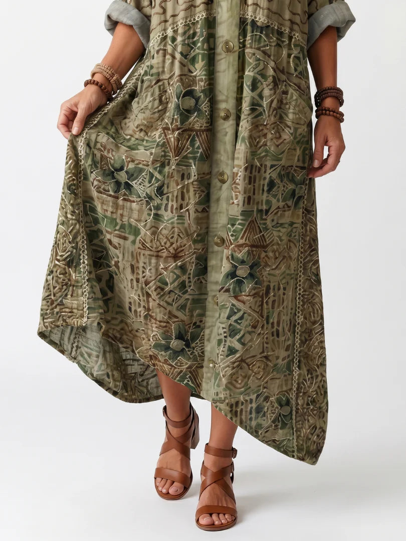 Capucine™ | Retro Floral Print Midi Dress