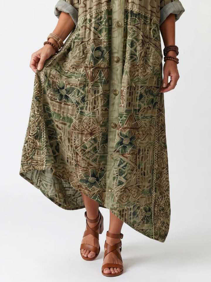 Capucine™ | Retro Floral Print Midi Dress