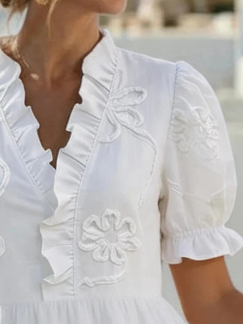Fantine™ | Embroidered Puff-Sleeve Dress