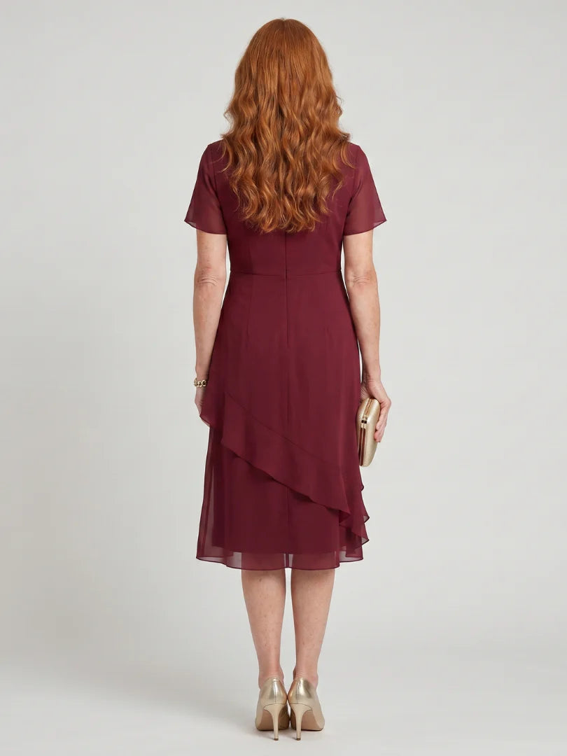 Simone™ | Round-Neck Chiffon Midi Dress