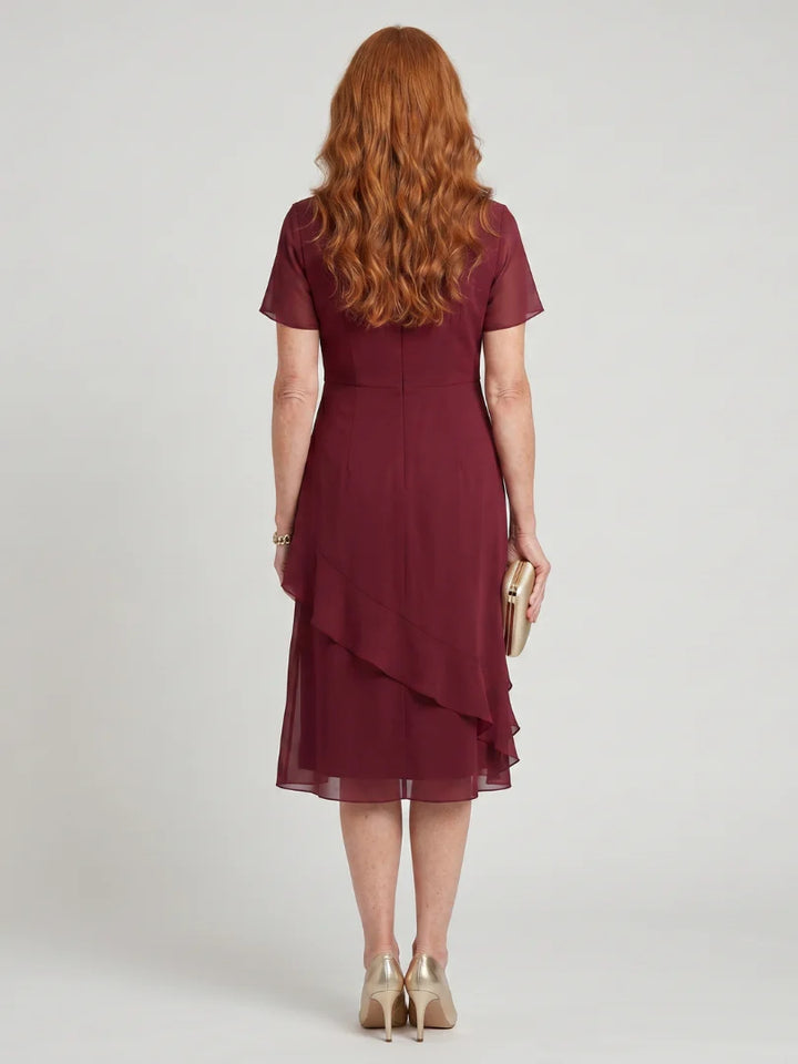 Simone™ | Round-Neck Chiffon Midi Dress