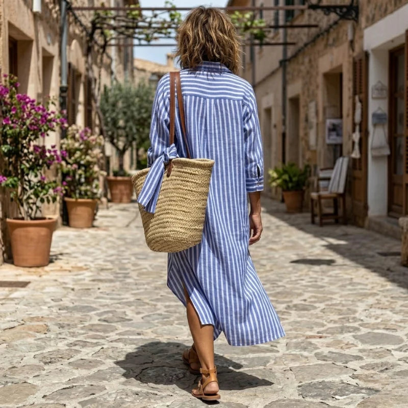 Lucienne™ | Striped Button-Front Shirt Dress