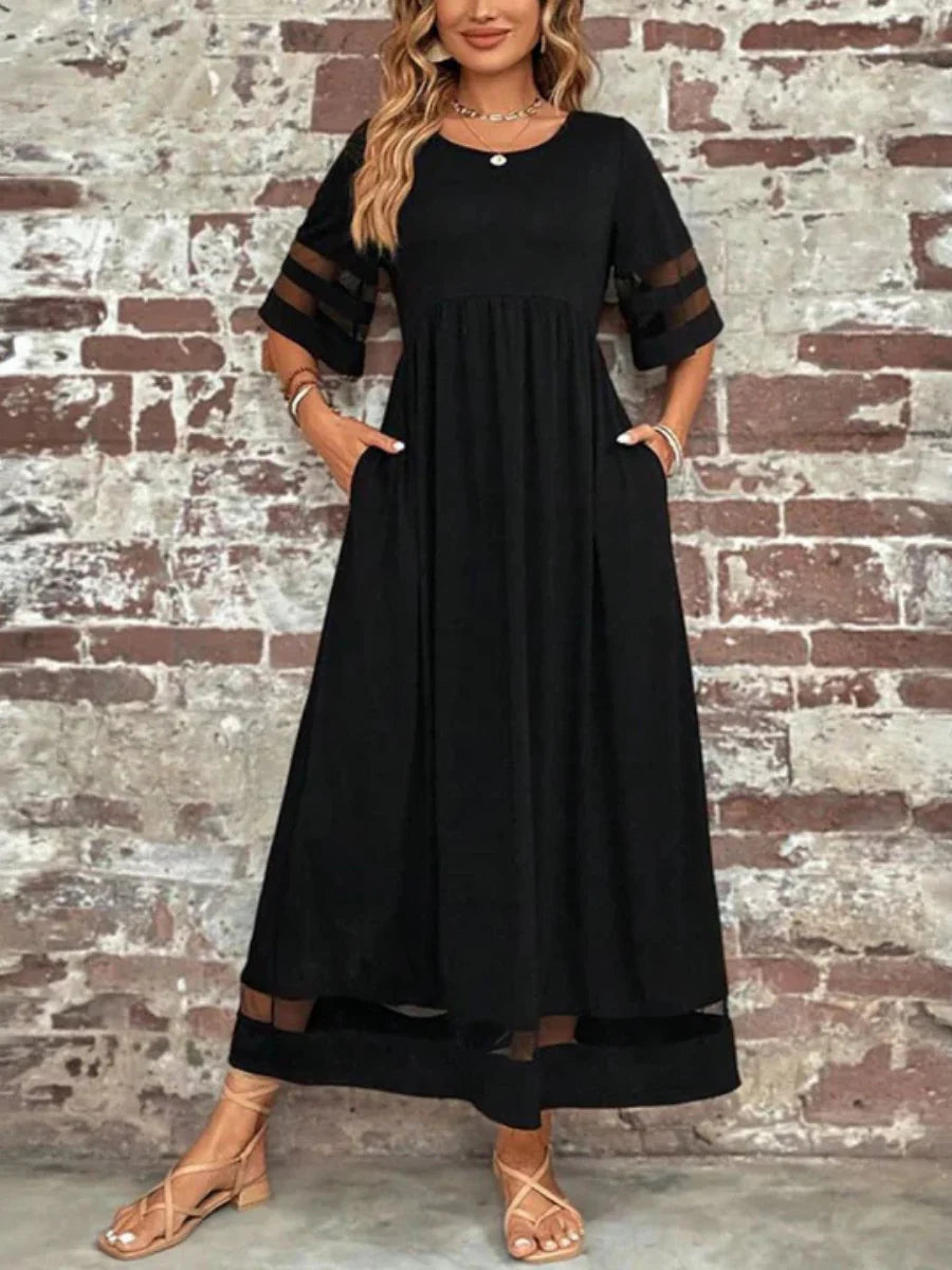 Pauline™ | Sheer O-Neck Pullover Maxi Dress