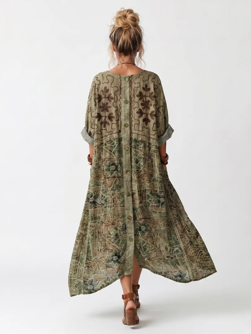 Capucine™ | Retro Floral Print Midi Dress