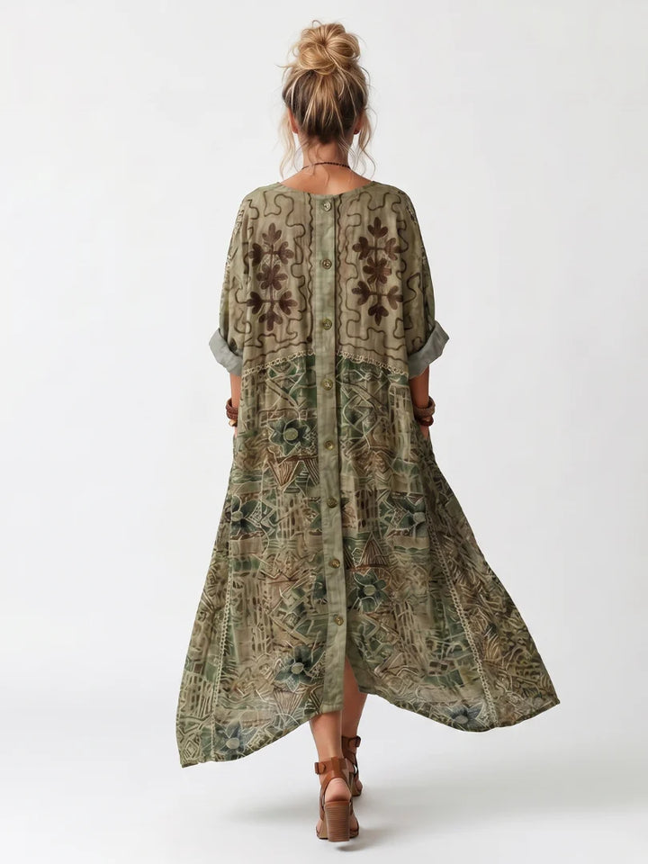 Capucine™ | Retro Floral Print Midi Dress