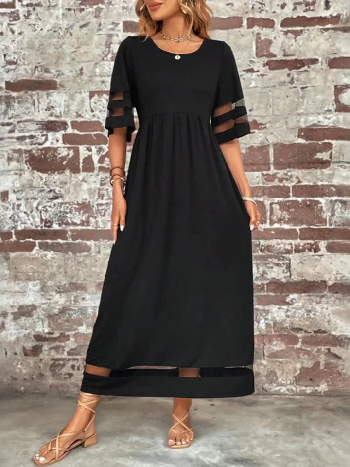 Pauline™ | Sheer O-Neck Pullover Maxi Dress
