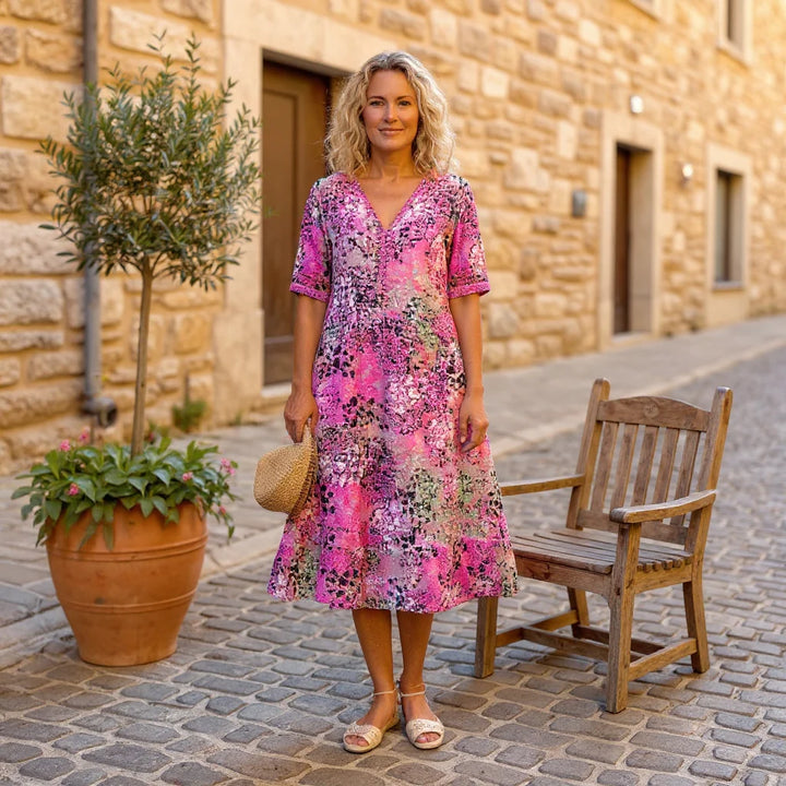 Zélie™ | V-Neck Mid-Calf Knit Dress
