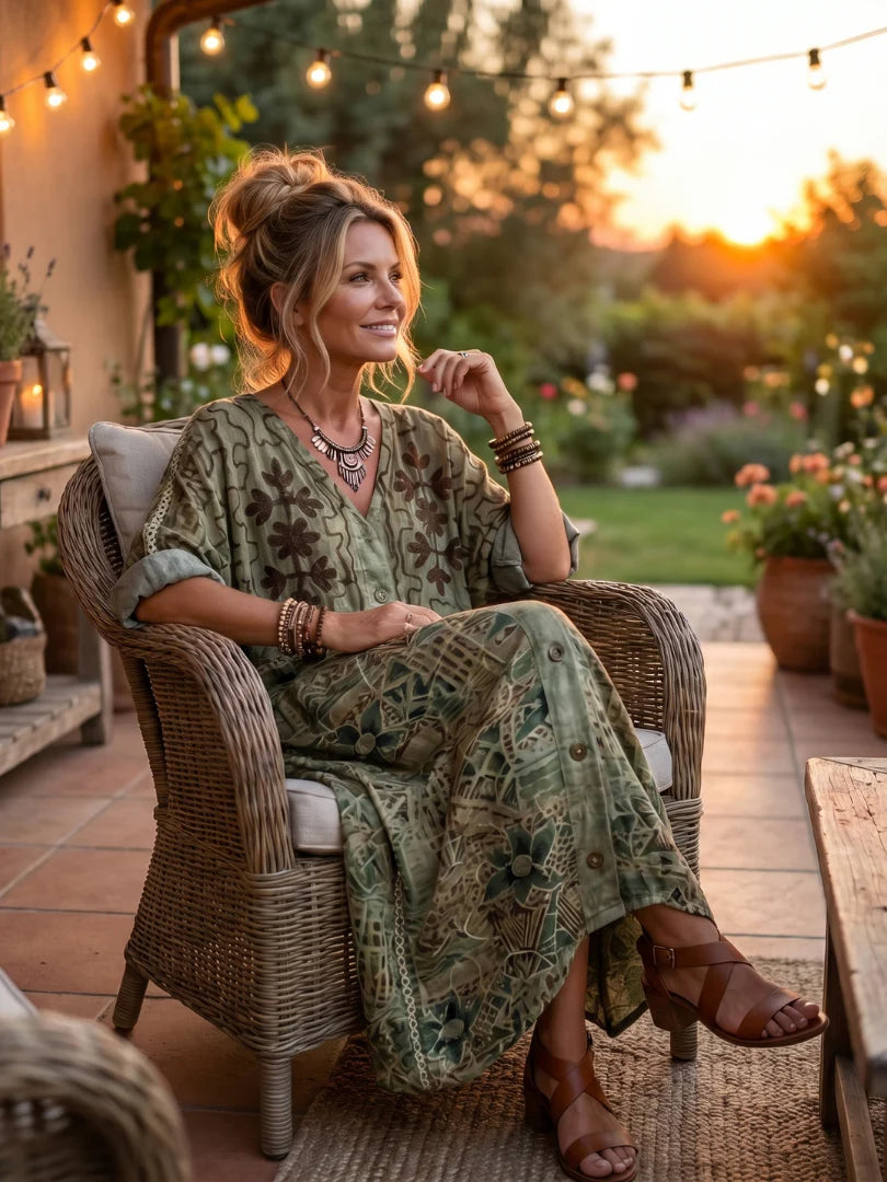 Capucine™ | Retro Floral Print Midi Dress