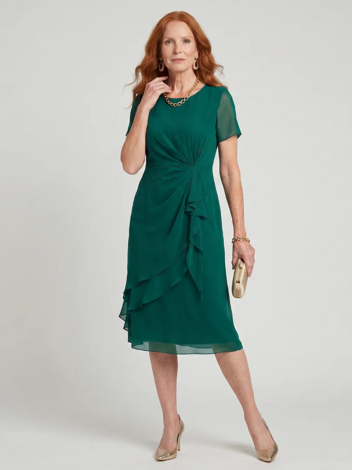 Simone™ | Round-Neck Chiffon Midi Dress