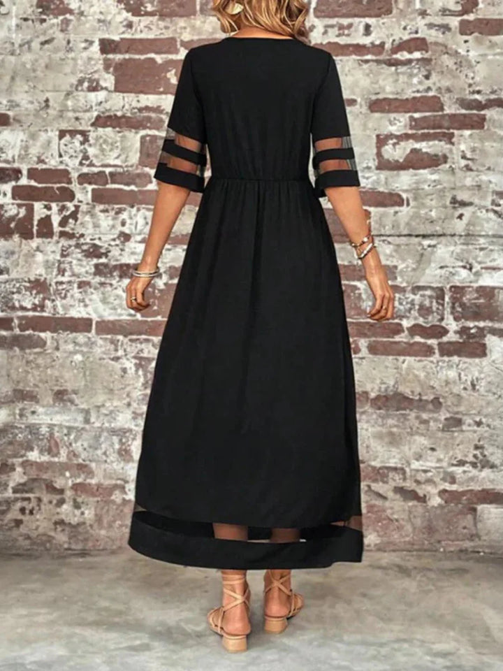 Pauline™ | Sheer O-Neck Pullover Maxi Dress