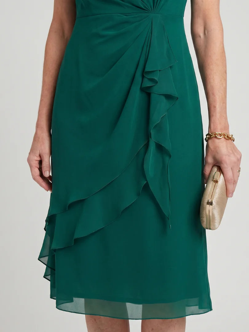 Simone™ | Round-Neck Chiffon Midi Dress