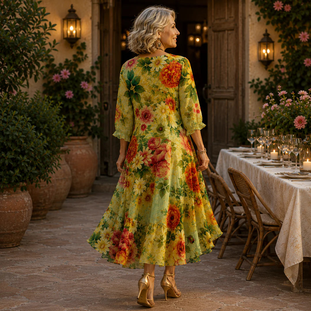 Perrine™ | Floral Print Long-Sleeve Beach Dress