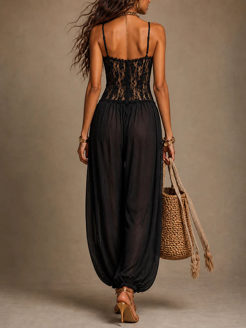 Corinne™ | Lace Halter Wide-Leg Jumpsuit