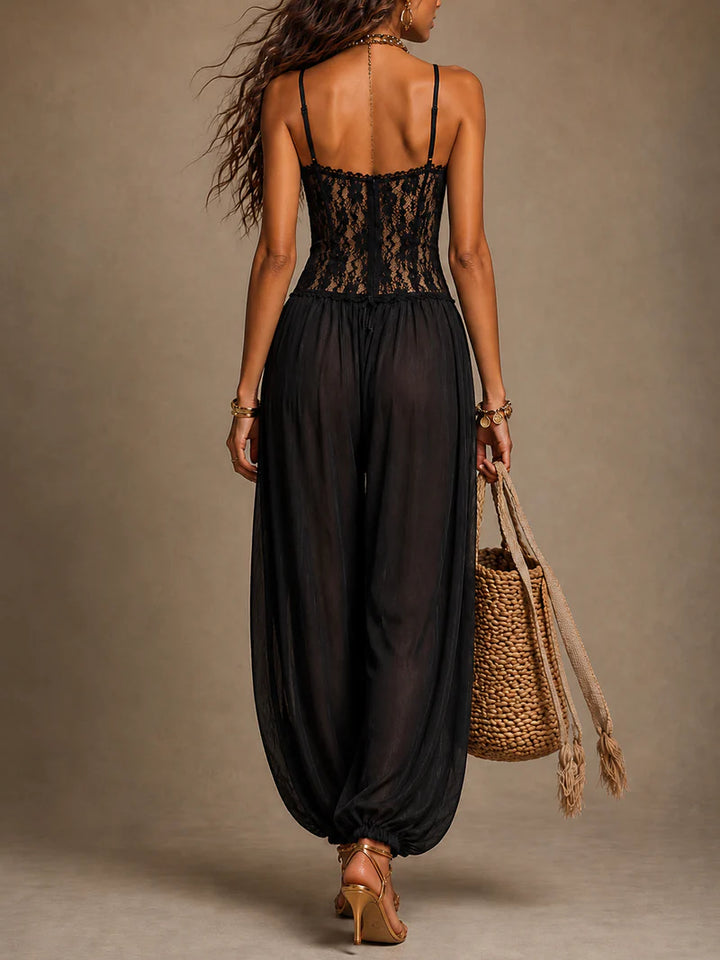 Corinne™ | Lace Halter Wide-Leg Jumpsuit