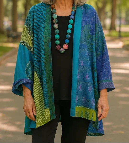 Astrid™ | Open-Front Print Drape Cardigan