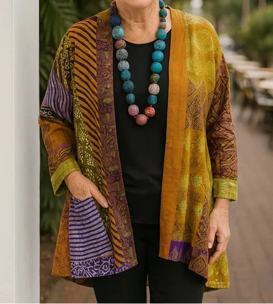 Astrid™ | Open-Front Print Drape Cardigan