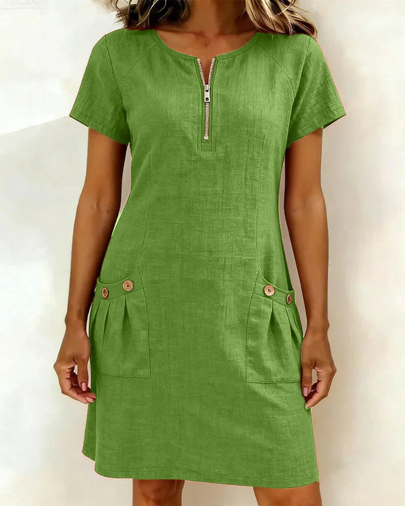 Séverine™ | Zip-Front Pocket Mini Dress