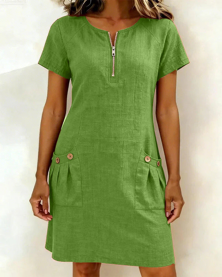 Séverine™ | Zip-Front Pocket Mini Dress