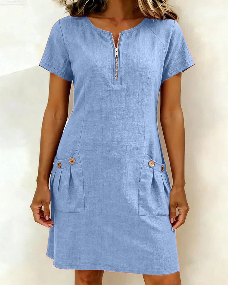 Séverine™ | Zip-Front Pocket Mini Dress