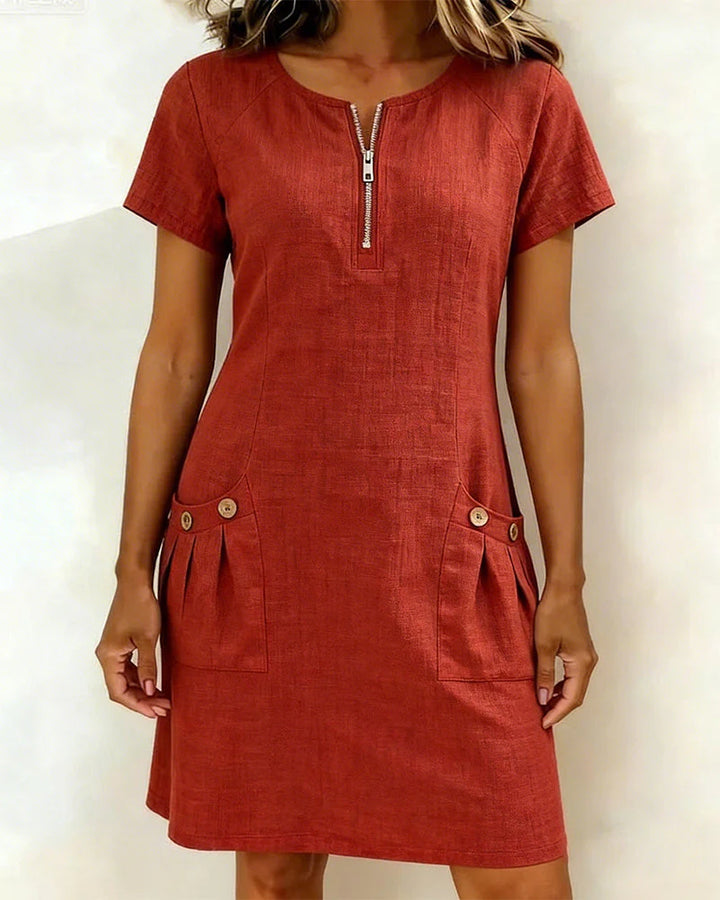 Séverine™ | Zip-Front Pocket Mini Dress