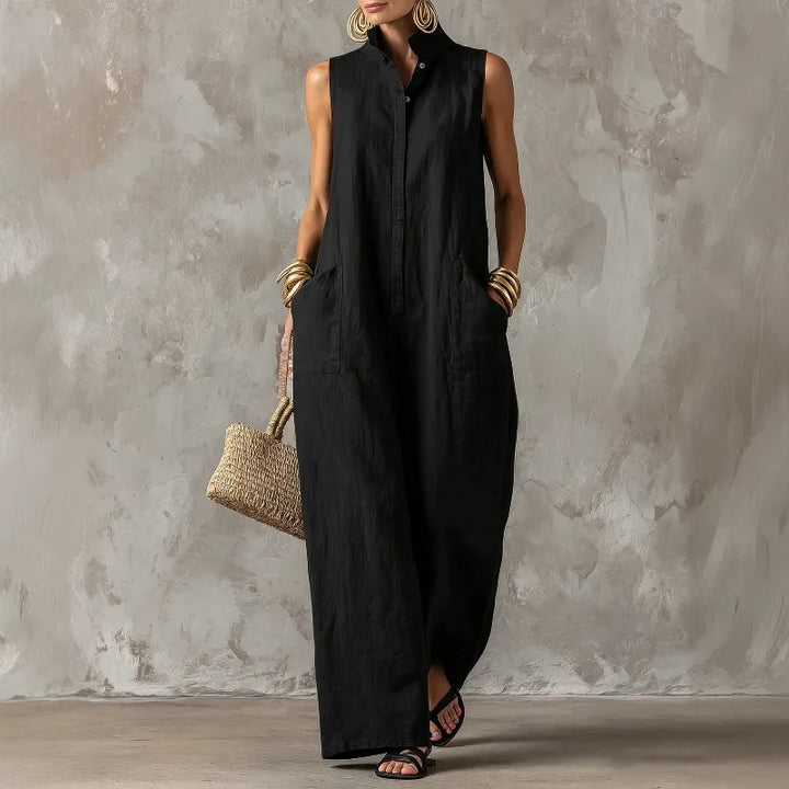 Romy™ | Sleeveless Button-Front Jumpsuit