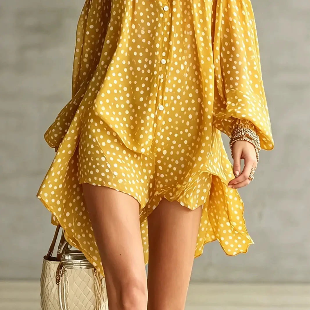 Juliette™ | Polka Dot Halter Cold-Shoulder Mini Dress