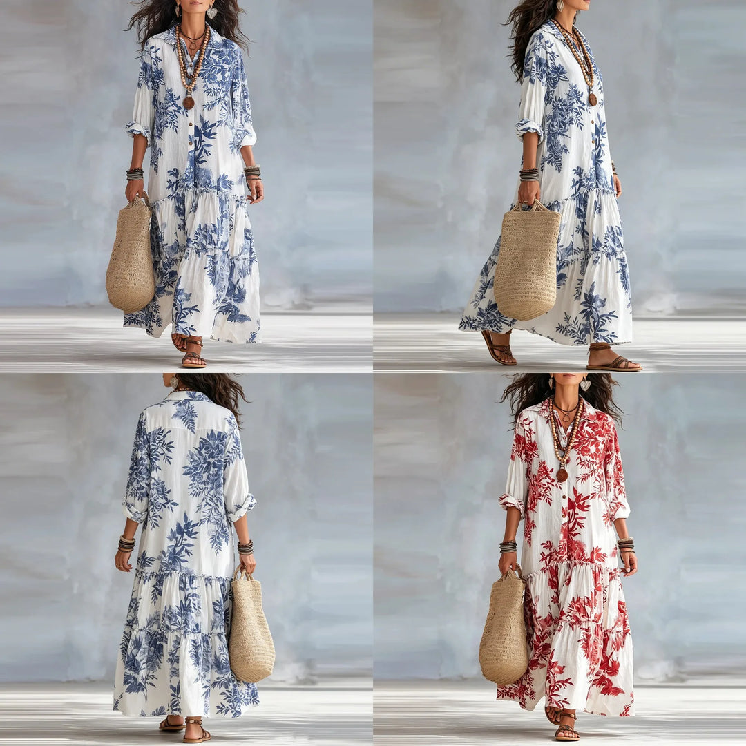 Noémie™ | Bohemian Button-Down Floral Maxi Dress