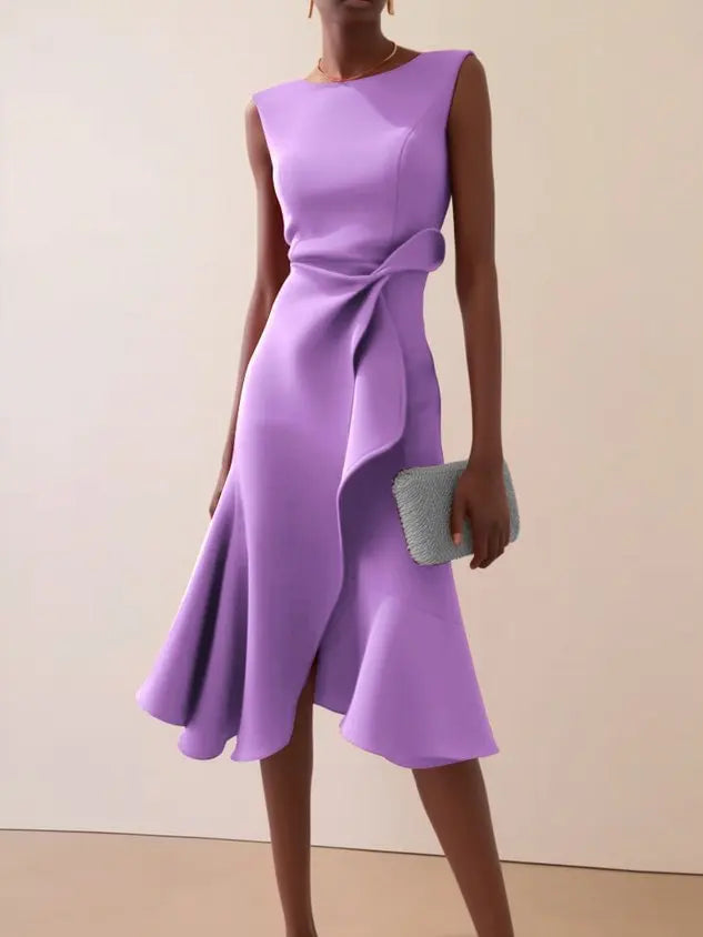 Théodora™ | Knotted Ruffle A-Line Midi Dress