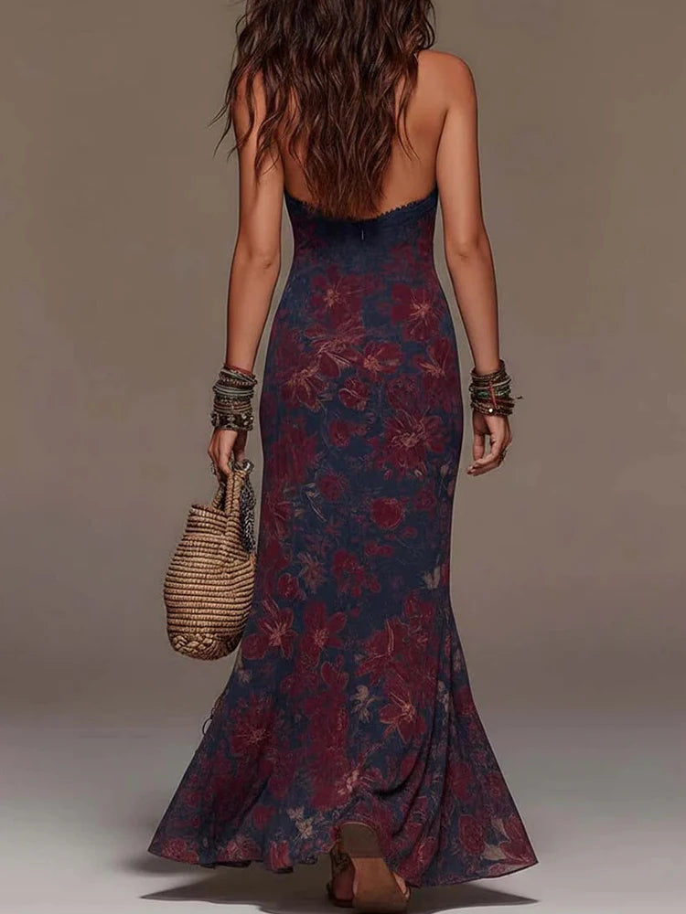 Margaux™ | Halter Lace Vintage Maxi Dress