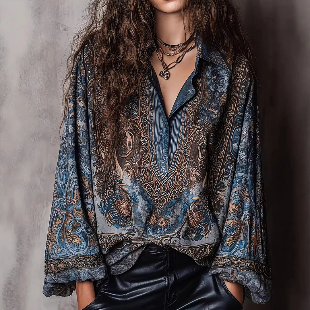 Siena™ | Printed V-Neck Boho Tunic Blouse