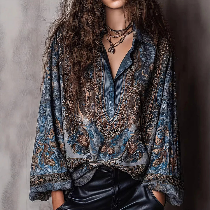 Siena™ | Printed V-Neck Boho Tunic Blouse
