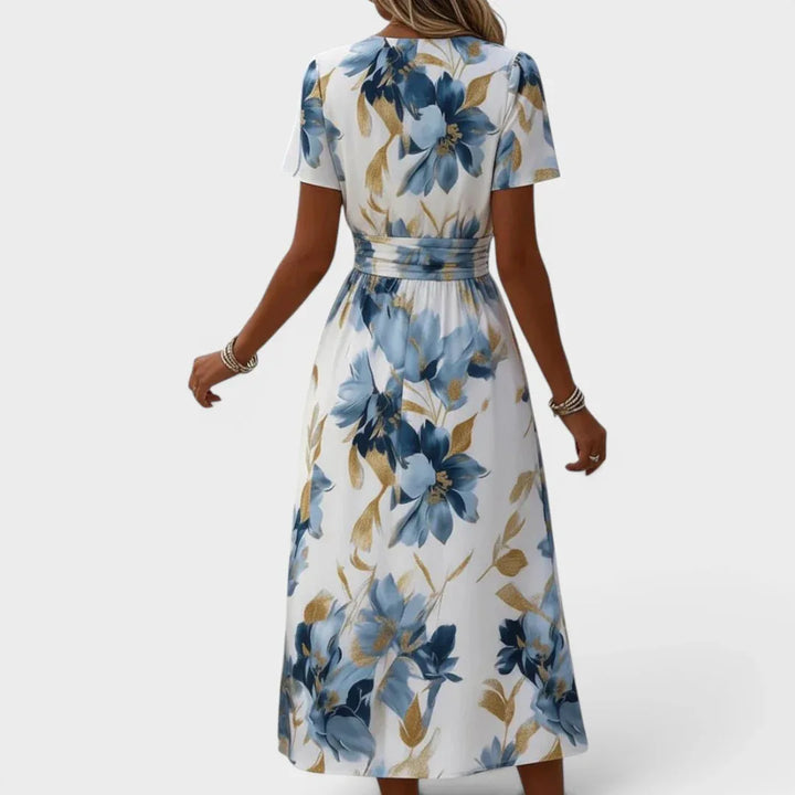 Nadège™ | V-Neck Printed A-Line Dress