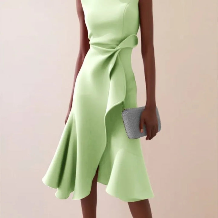 Théodora™ | Knotted Ruffle A-Line Midi Dress