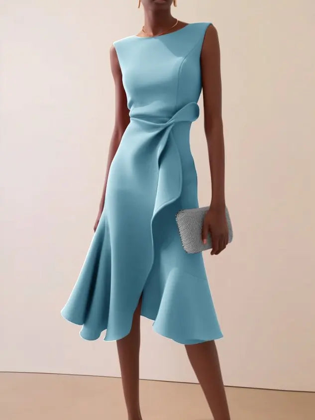Théodora™ | Knotted Ruffle A-Line Midi Dress