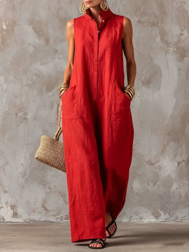 Romy™ | Sleeveless Button-Front Jumpsuit
