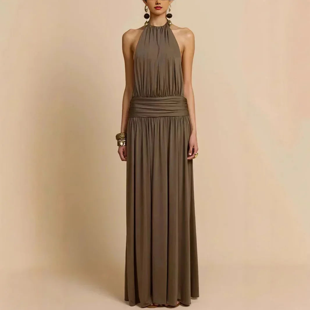 Aurore™ | Open-Back Pleated Evening Gown