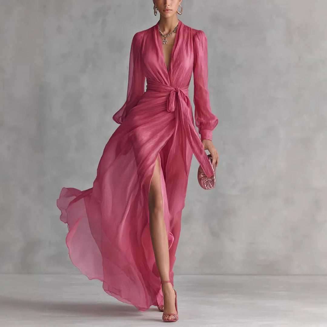 Pearl™ | Elegant Chiffon V-Neck Maxi Dress