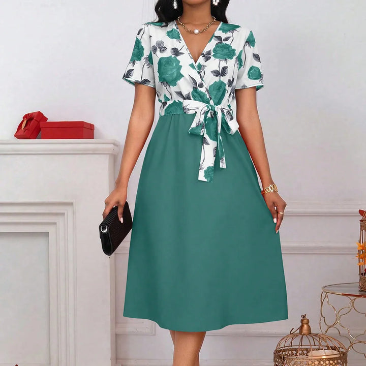Amélie™ | Floral Tie-Waist A-Line Midi Dress