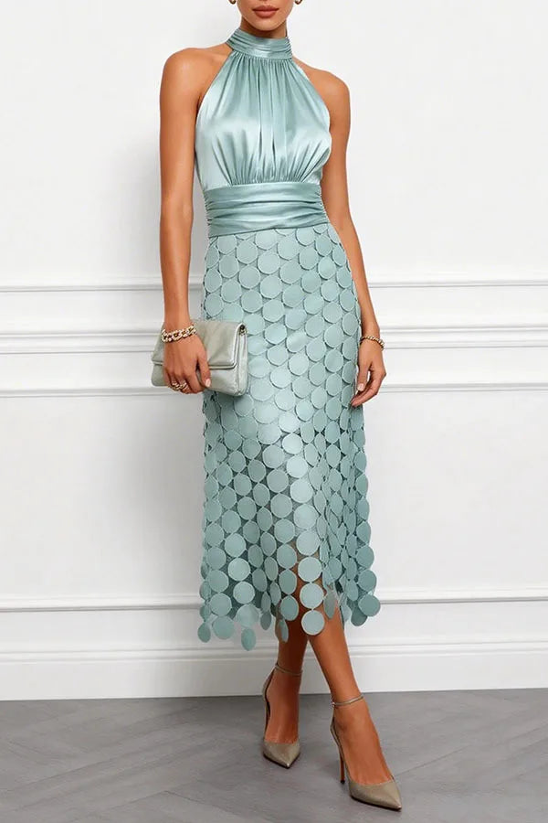 Celine™ | Satin Halter Midi Dress