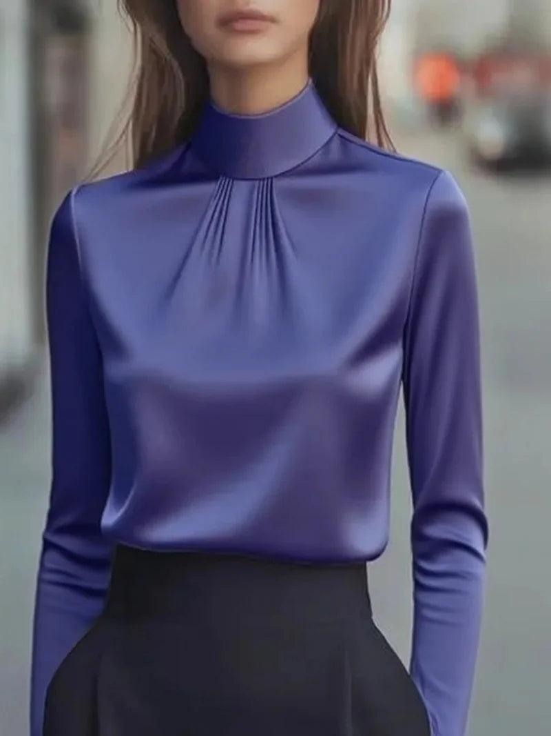 Hélène™ | Refined High-Neck Daily Blouse