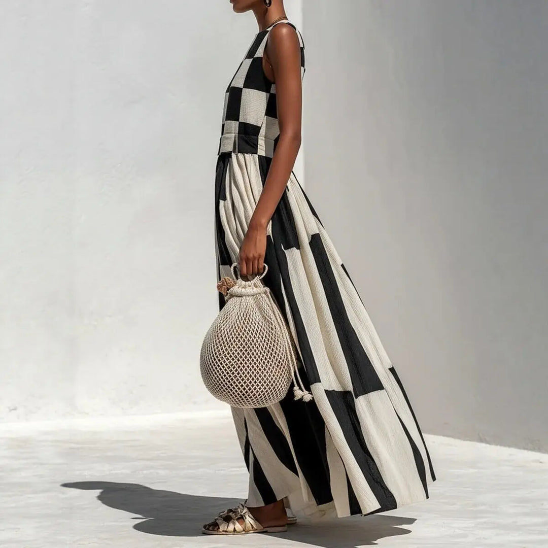 Colette™ | Geometric Print Sleeveless Maxi Dress