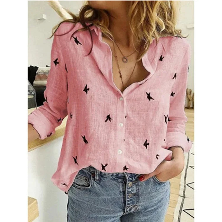 Beatrice™ | Casual Cotton Linen Lapel Blouse