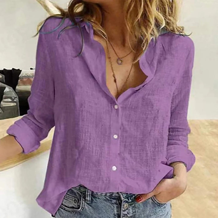 Beatrice™ | Casual Cotton Linen Lapel Blouse