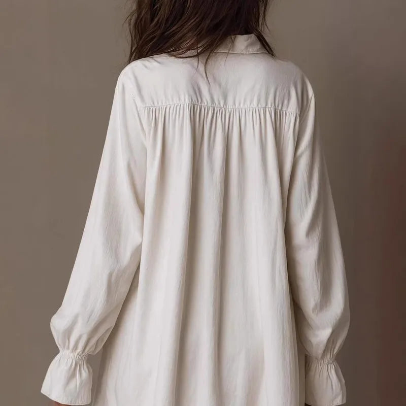 Émilie™ | Retro Lace Lapel Button-Down Mini Dress