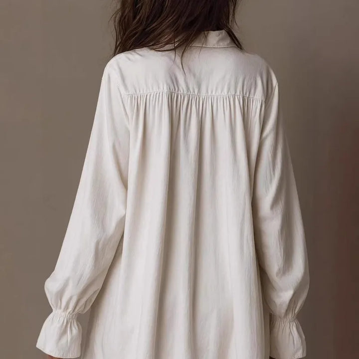 Émilie™ | Retro Lace Lapel Button-Down Mini Dress